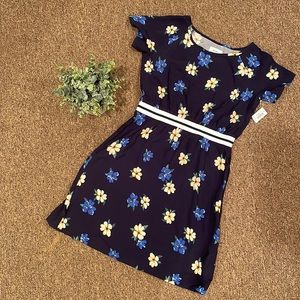 Girls navy blue floral dress size 10-12